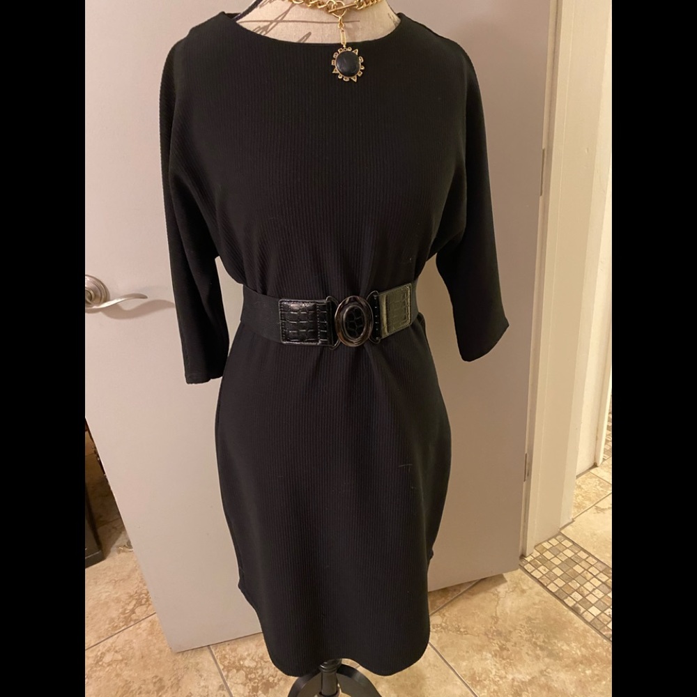 Ribbed black shift dress from ASOS - Size 10